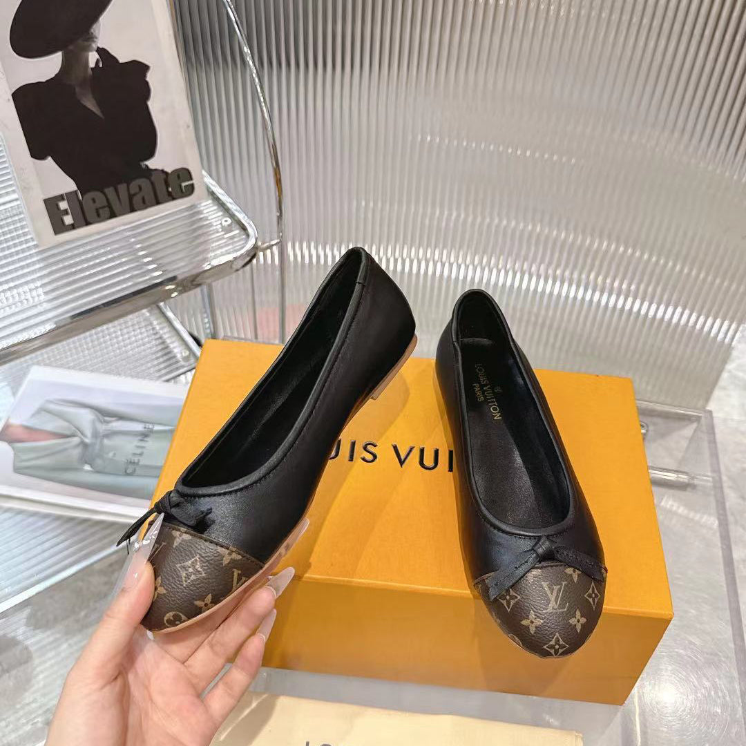 Darling Ballerina Monogram Flats - Black