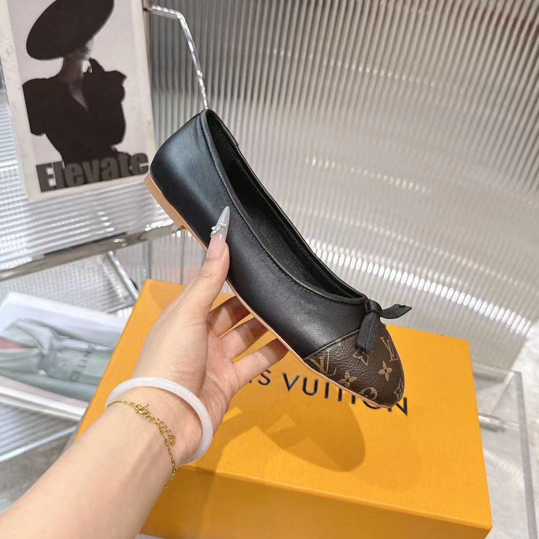 Darling Ballerina Monogram Flats - Black