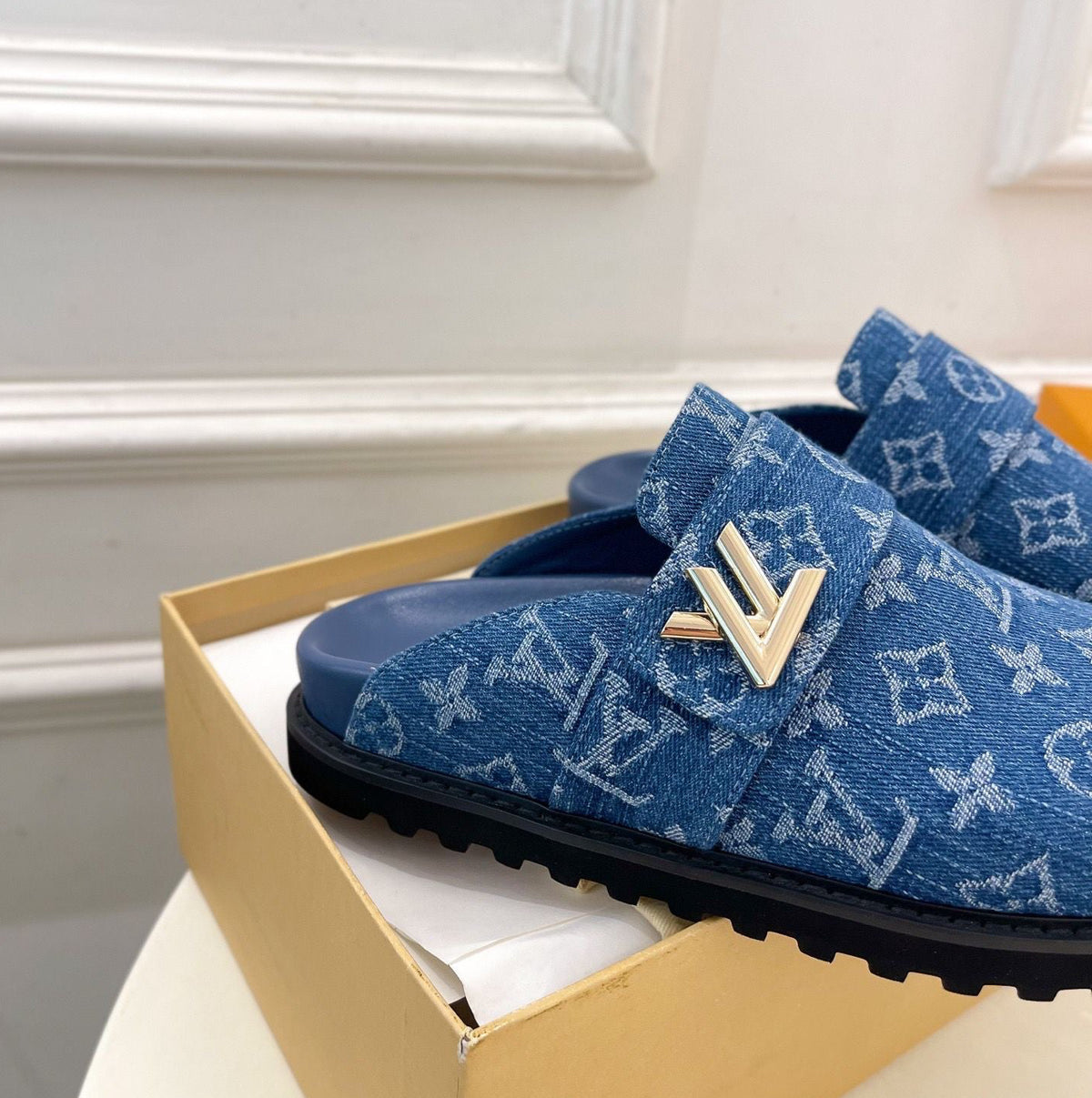 1V Cosy Comfort Mules - Blue Denim