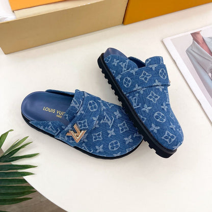 1V Cosy Comfort Mules - Blue Denim