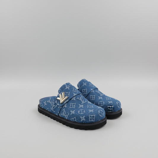 1V Cosy Comfort Mules - Blue Denim