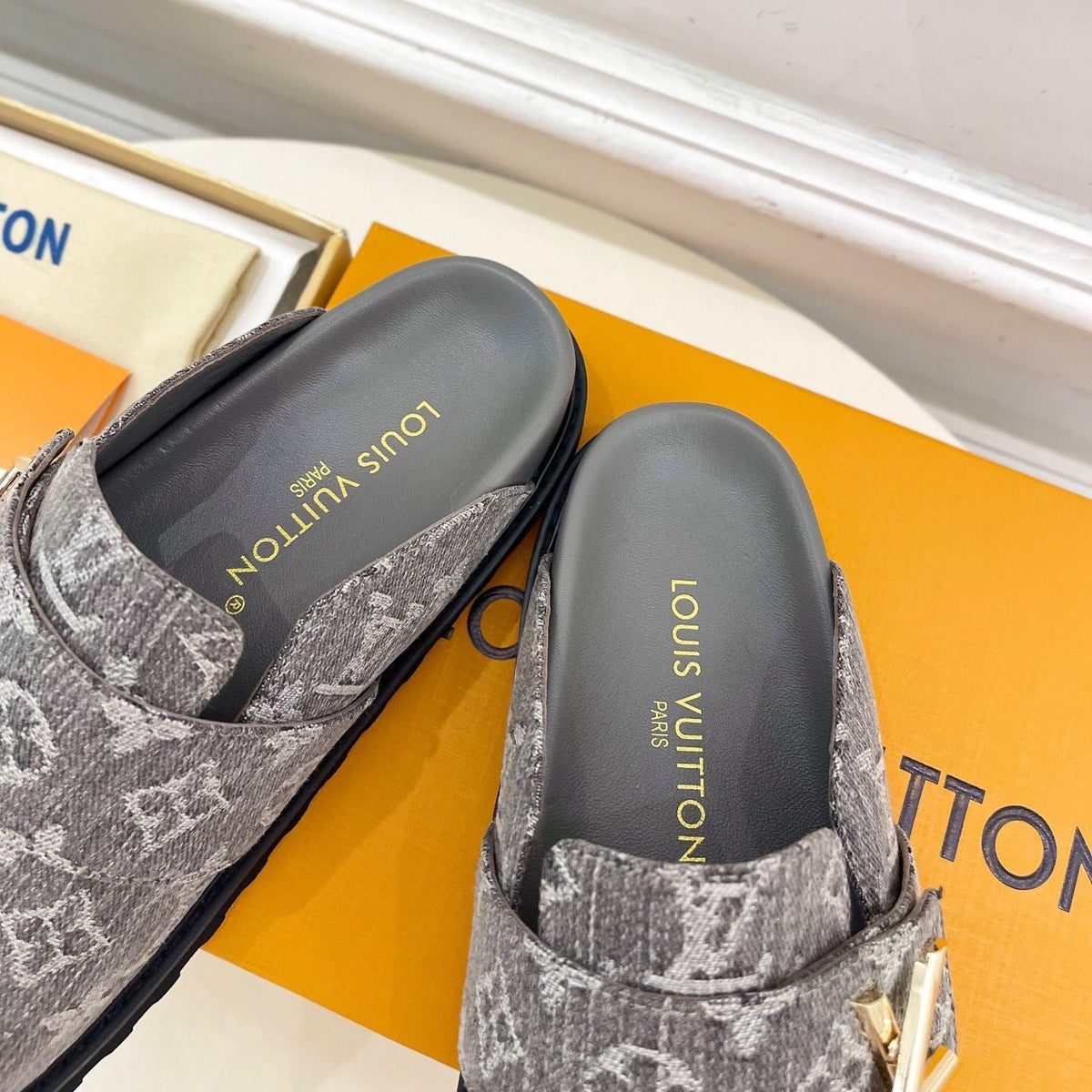 1V Cosy Comfort Mules - Grey  Denim