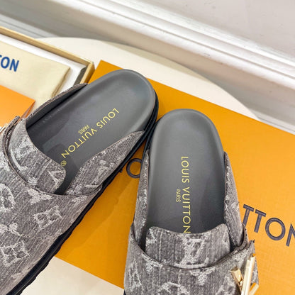 1V Cosy Comfort Mules - Grey  Denim