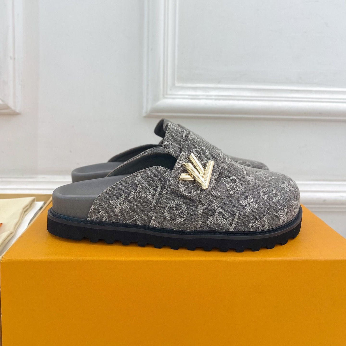 1V Cosy Comfort Mules - Grey  Denim