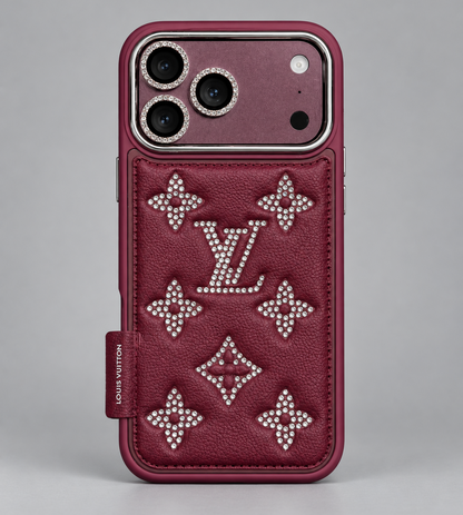 Luxury 1V Sparkling Faux Leather iPhone Case