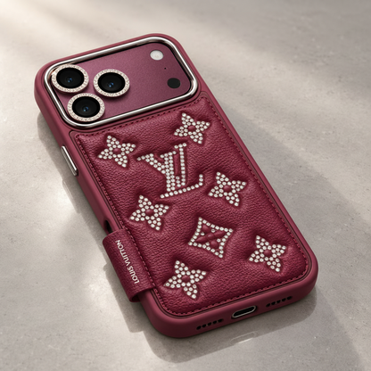 Luxury 1V Sparkling Faux Leather iPhone Case
