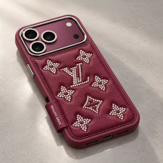 Luxury 1V Sparkling Faux Leather iPhone Case