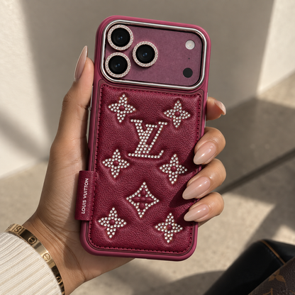 Luxury 1V Sparkling Faux Leather iPhone Case