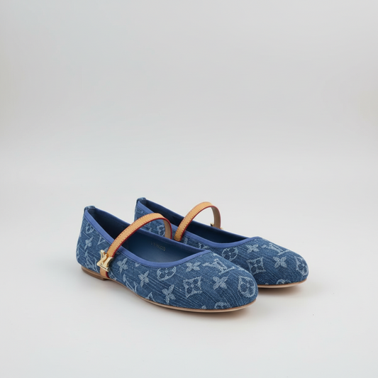 Mary Jane Ballerina Flats - Denim