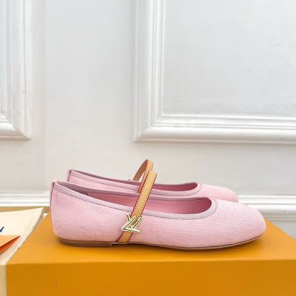 Mary Jane Ballerina Flats - Denim