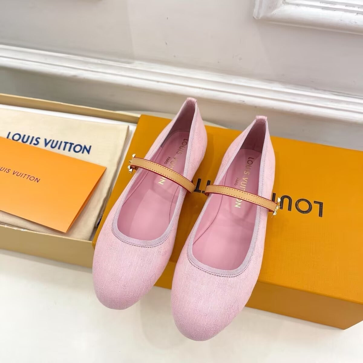 Mary Jane Ballerina Flats - Denim
