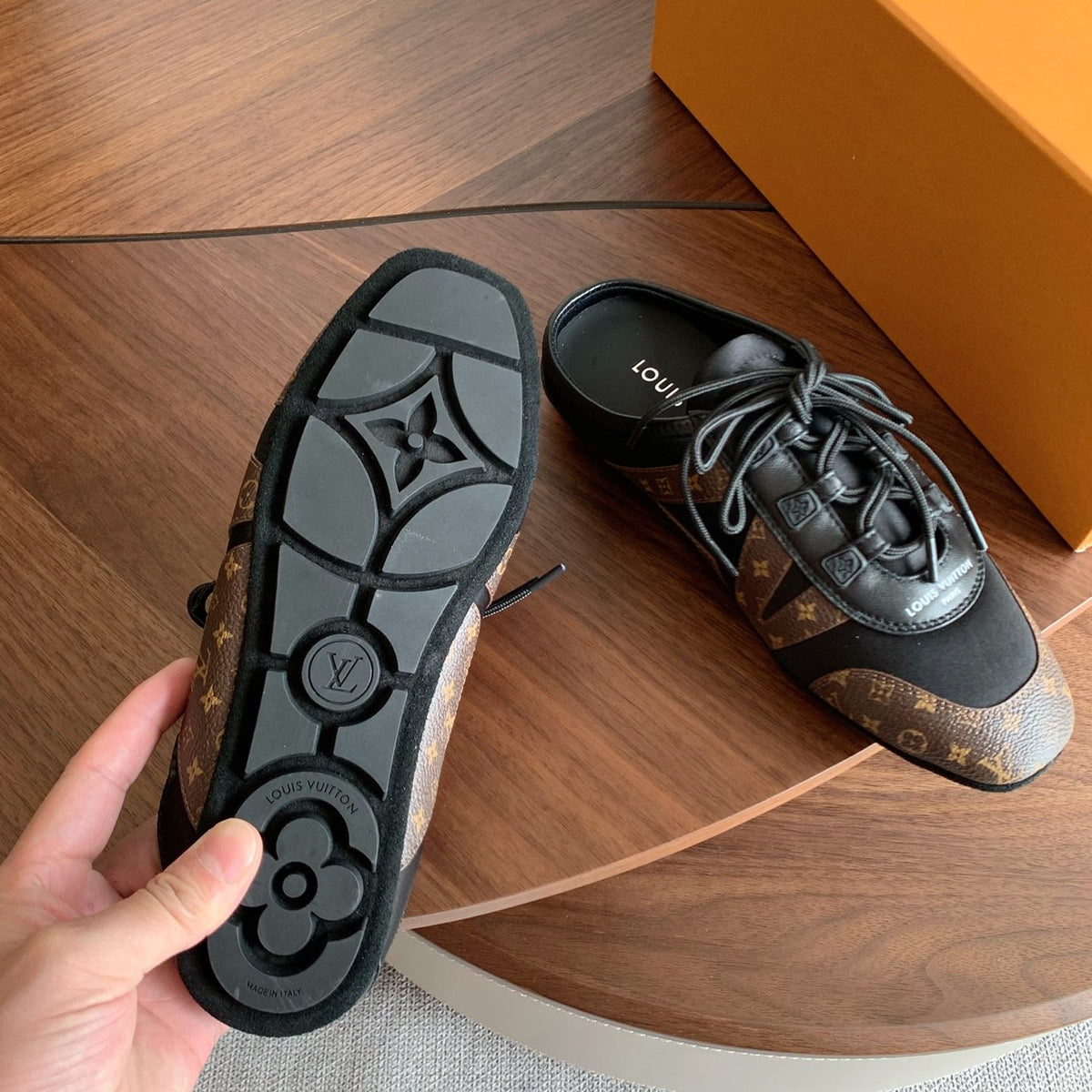Sneaker Ballerina Open Back - Black/Brown