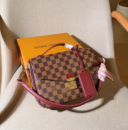 Check Burgundy Trim Bag