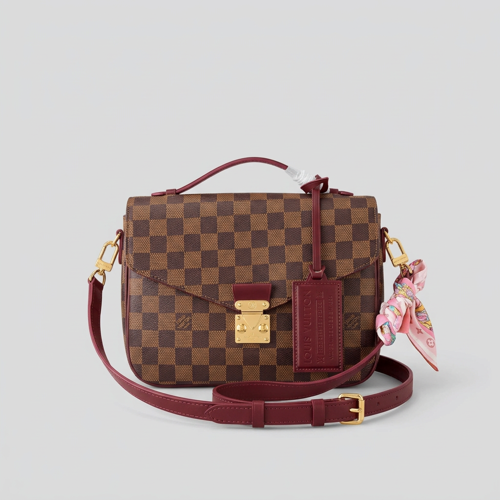 Check Burgundy Trim Bag