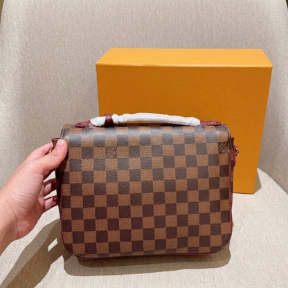 Check Burgundy Trim Bag