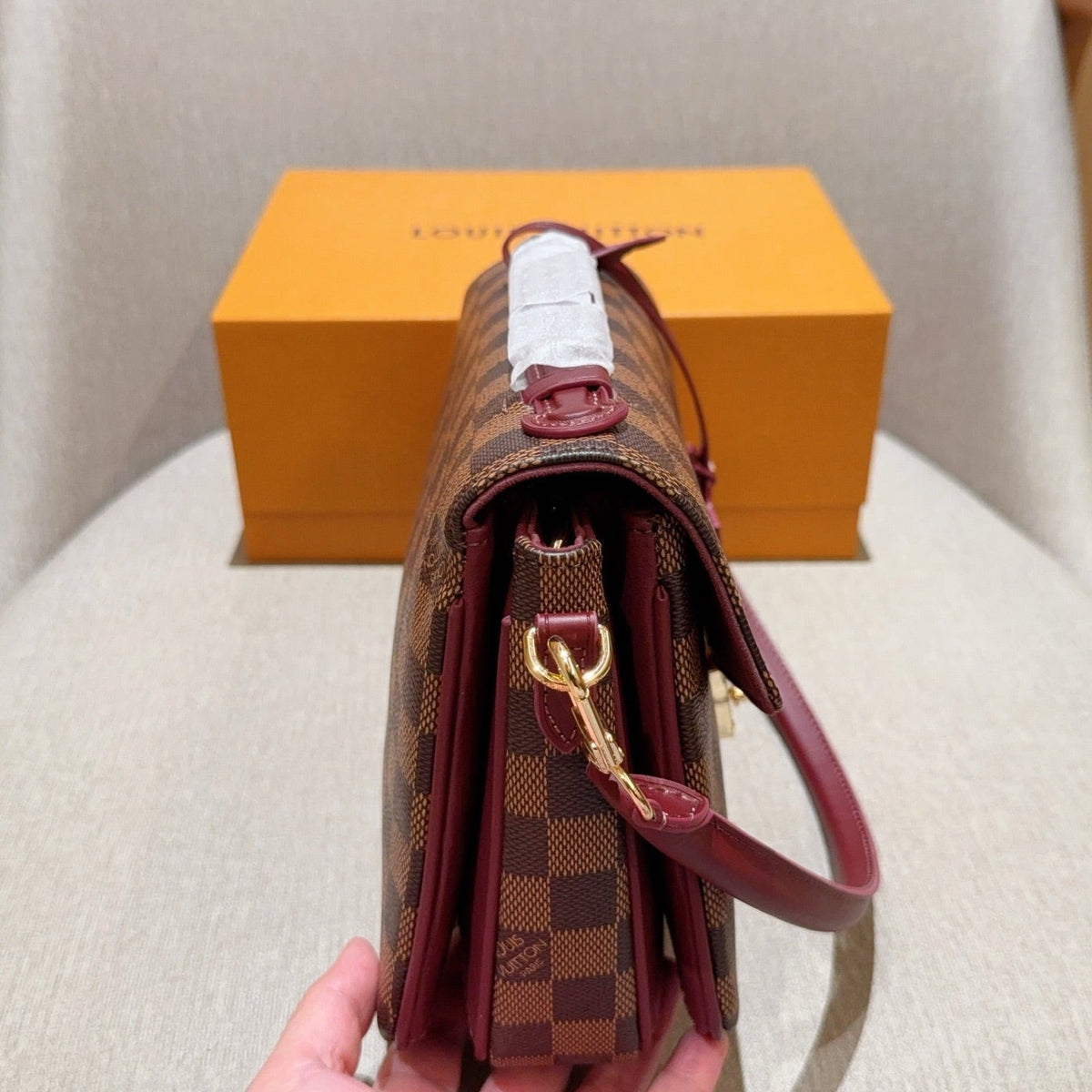 Check Burgundy Trim Bag