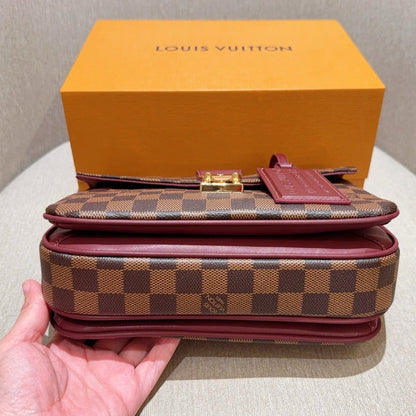 Check Burgundy Trim Bag