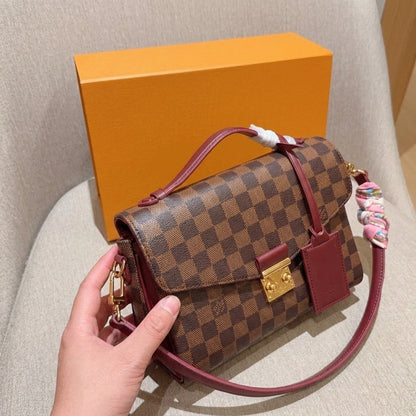 Check Burgundy Trim Bag