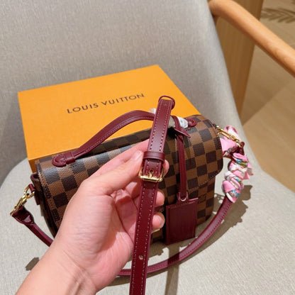 Check Burgundy Trim Bag