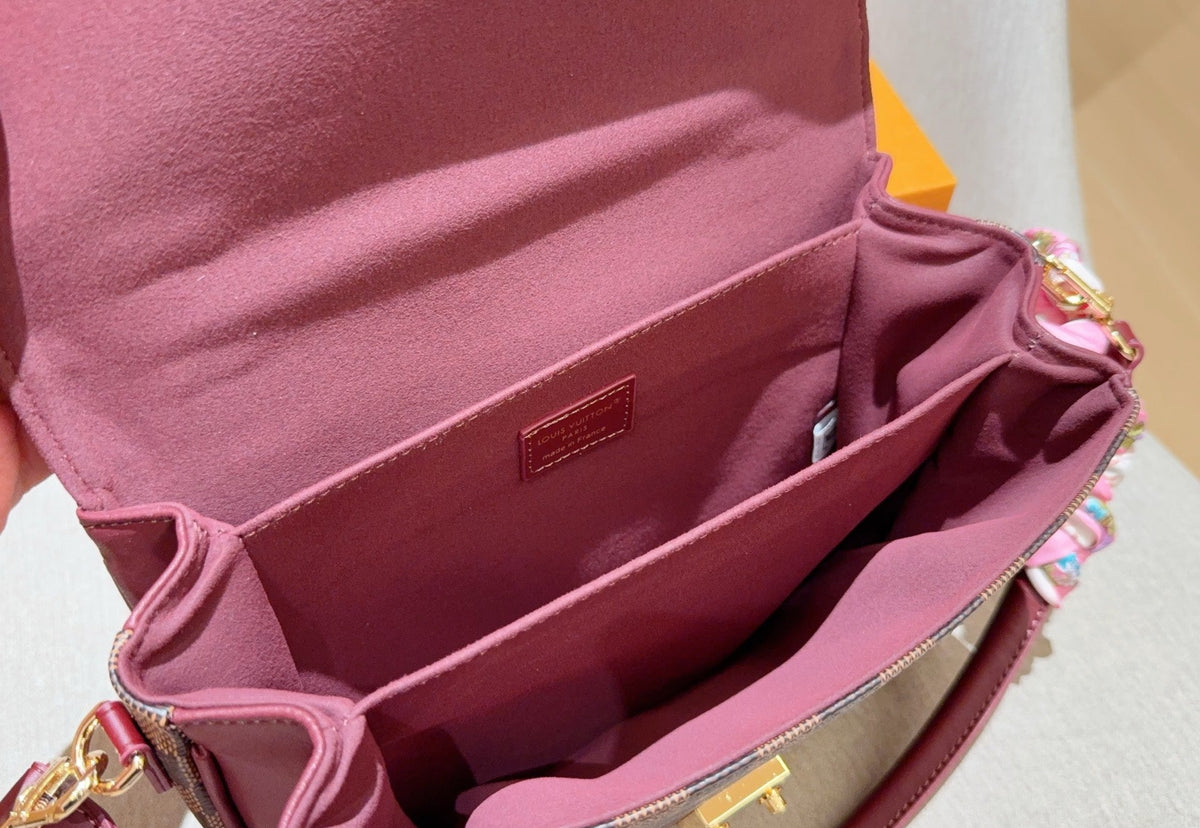 Check Burgundy Trim Bag