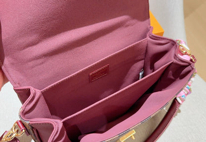 Check Burgundy Trim Bag