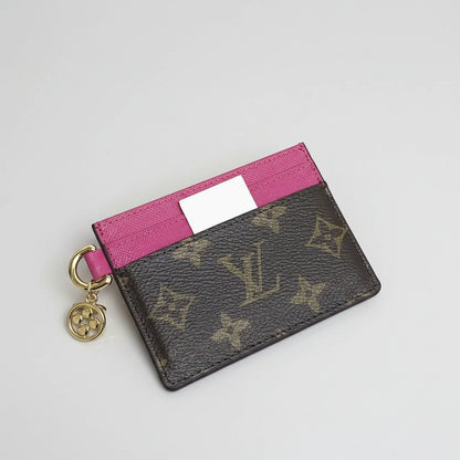 Monogram Charm Card Holder-Pink