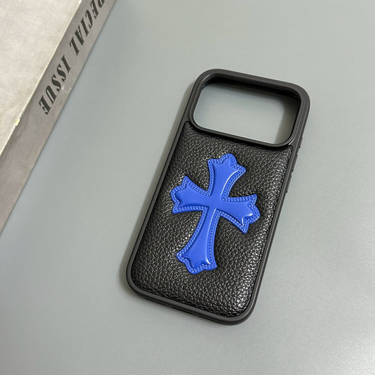 Embossed Cross Lychee Grain iPhone Case