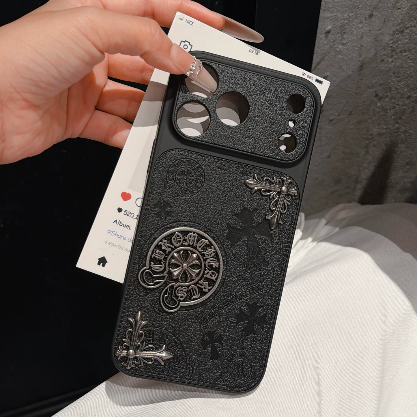Chrome Luxe 3D Emblem iPhone Case – iPhone 14–17