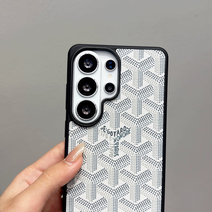 Luxury Canvas Magnetic  Samsung Case - White