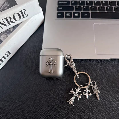 Metallic Chrome Cross Charm AirPod Case