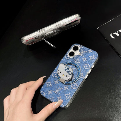MagSafe Denim or White  Kitty luxe iPhone Case