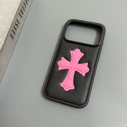 Embossed Cross Lychee Grain iPhone Case