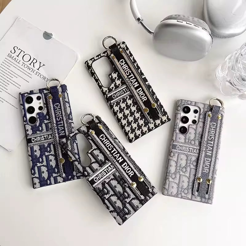 Chic Pattern Canvas Samsung Case with Strap