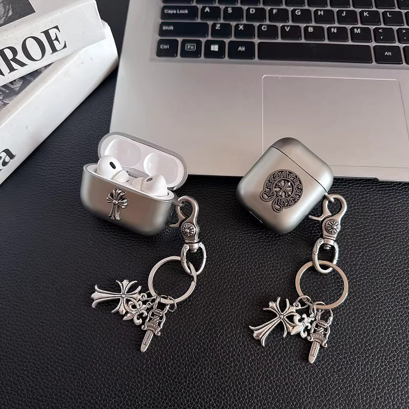 Metallic Chrome Cross Charm AirPod Case