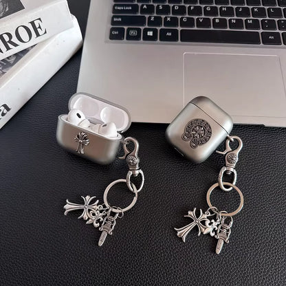 Metallic Chrome Cross Charm AirPod Case
