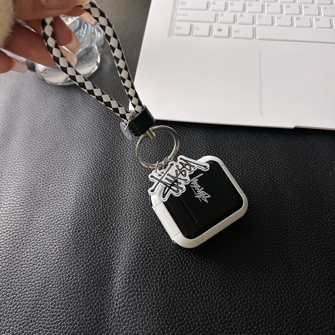 Streetwear Skater Logo  AirPod Case with Braid Strap