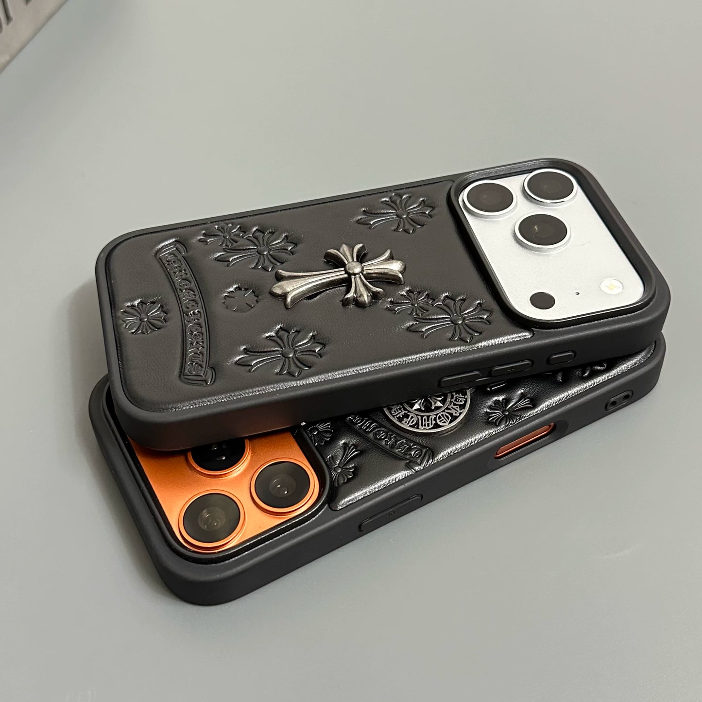 CR Hearts Embossed Leather Look iPhone Case