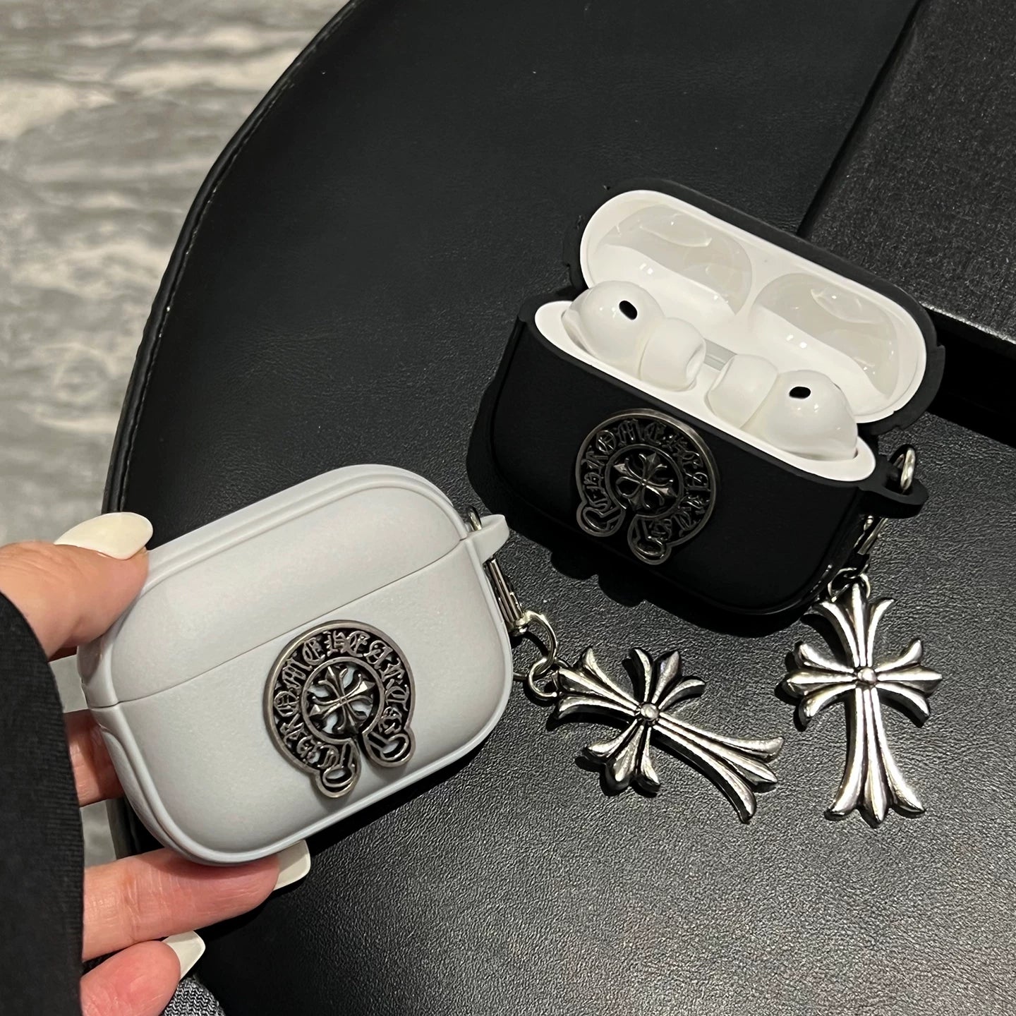Matte Chrome Cross AirPod Case