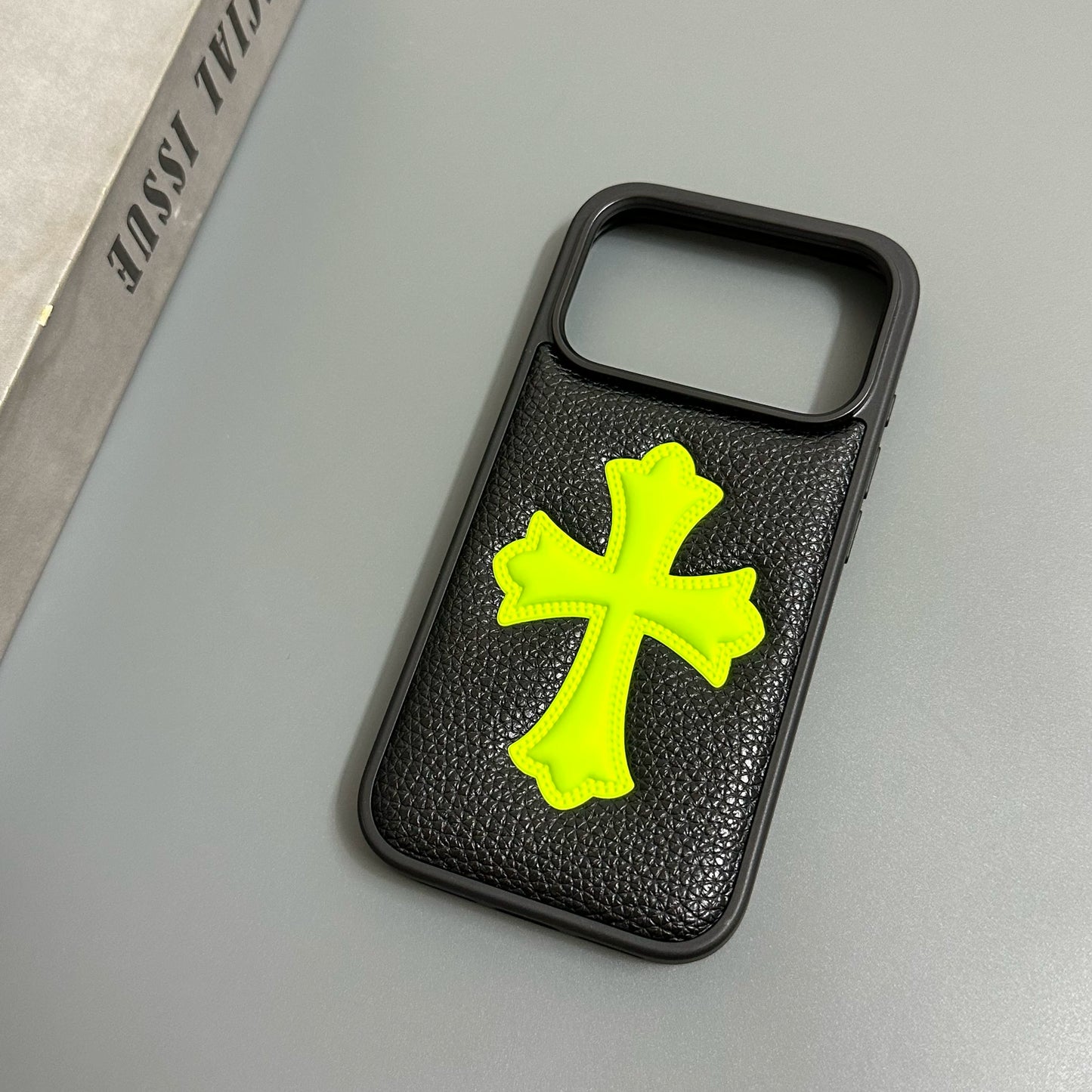 Embossed Cross Lychee Grain iPhone Case