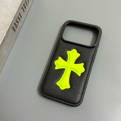 Embossed Cross Lychee Grain iPhone Case