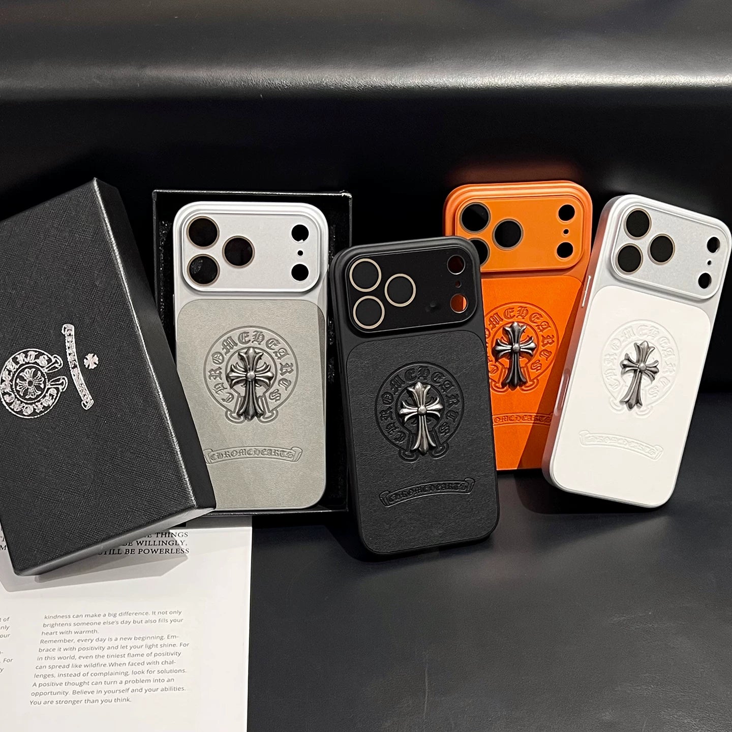 CR Heart Metal Cross Case – iPhone 14–17