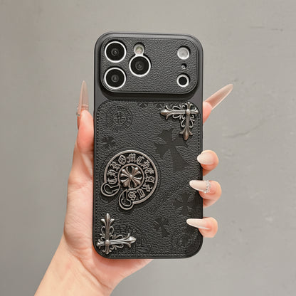 Chrome Luxe 3D Emblem iPhone Case – iPhone 14–17