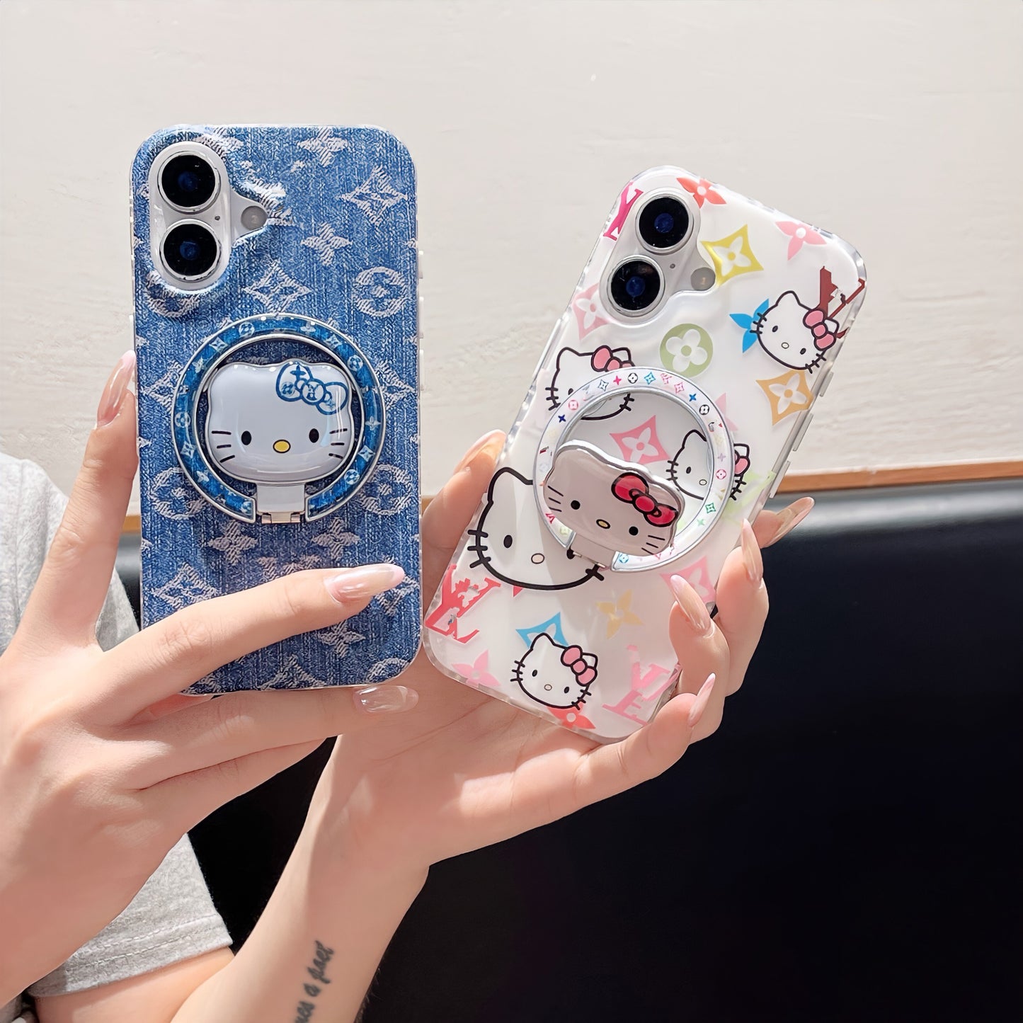 MagSafe Denim or White  Kitty luxe iPhone Case