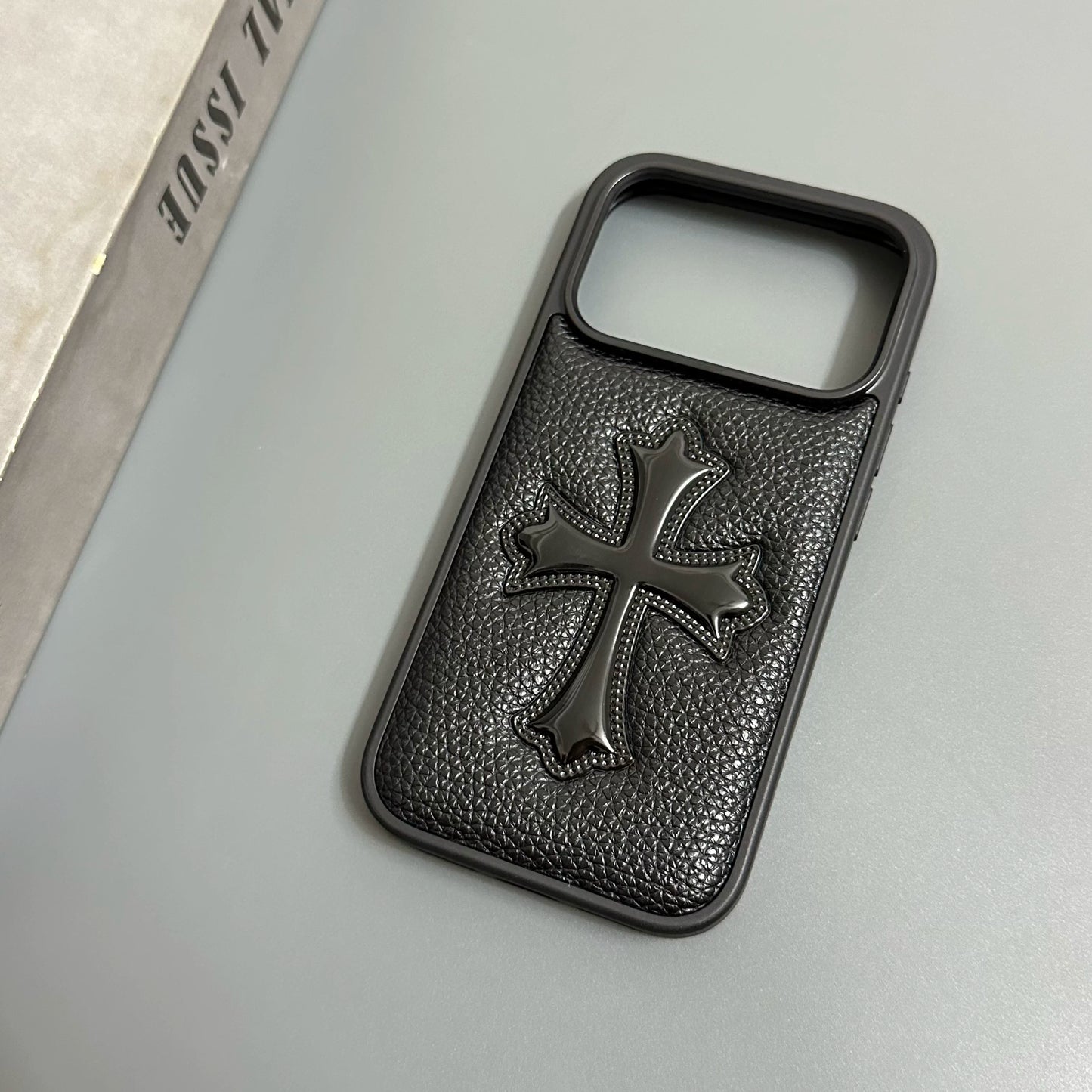 Embossed Cross Lychee Grain iPhone Case