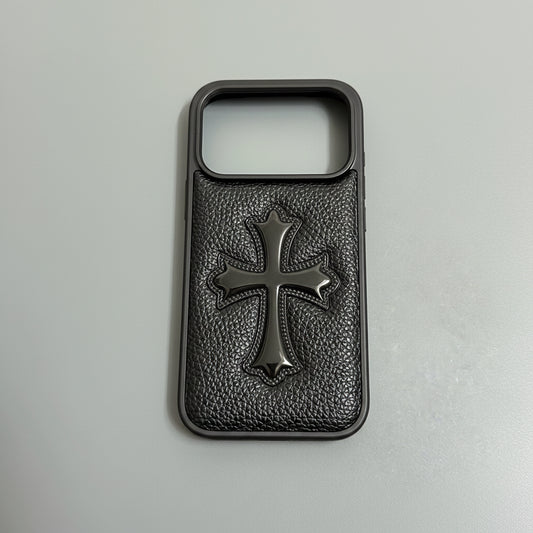 Embossed Cross Lychee Grain iPhone Case