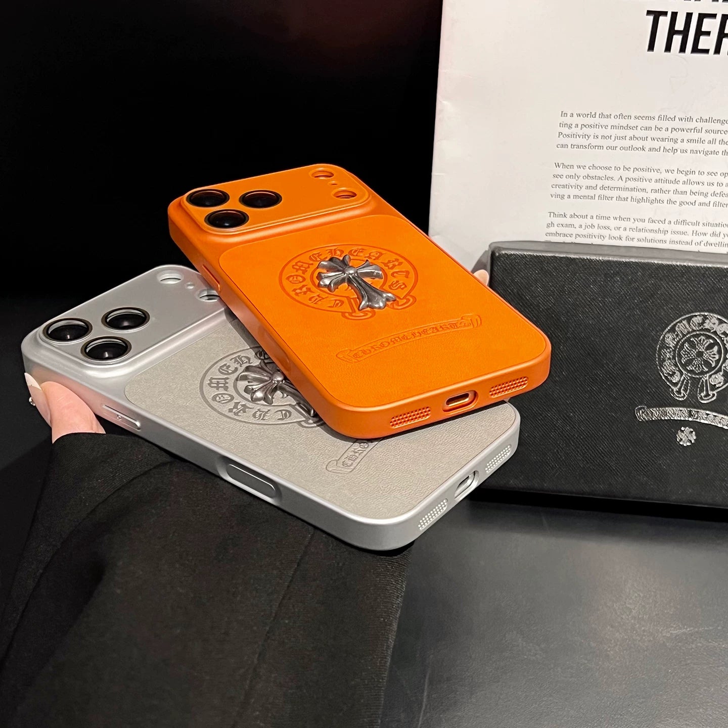 CR Heart Metal Cross Case – iPhone 14–17