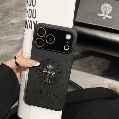 CR Heart Metal Cross Case – iPhone 14–17