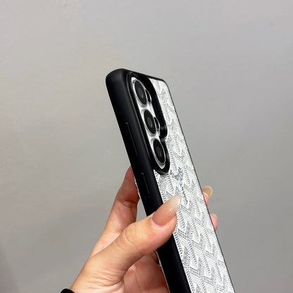 Luxury Canvas Magnetic  Samsung Case - White