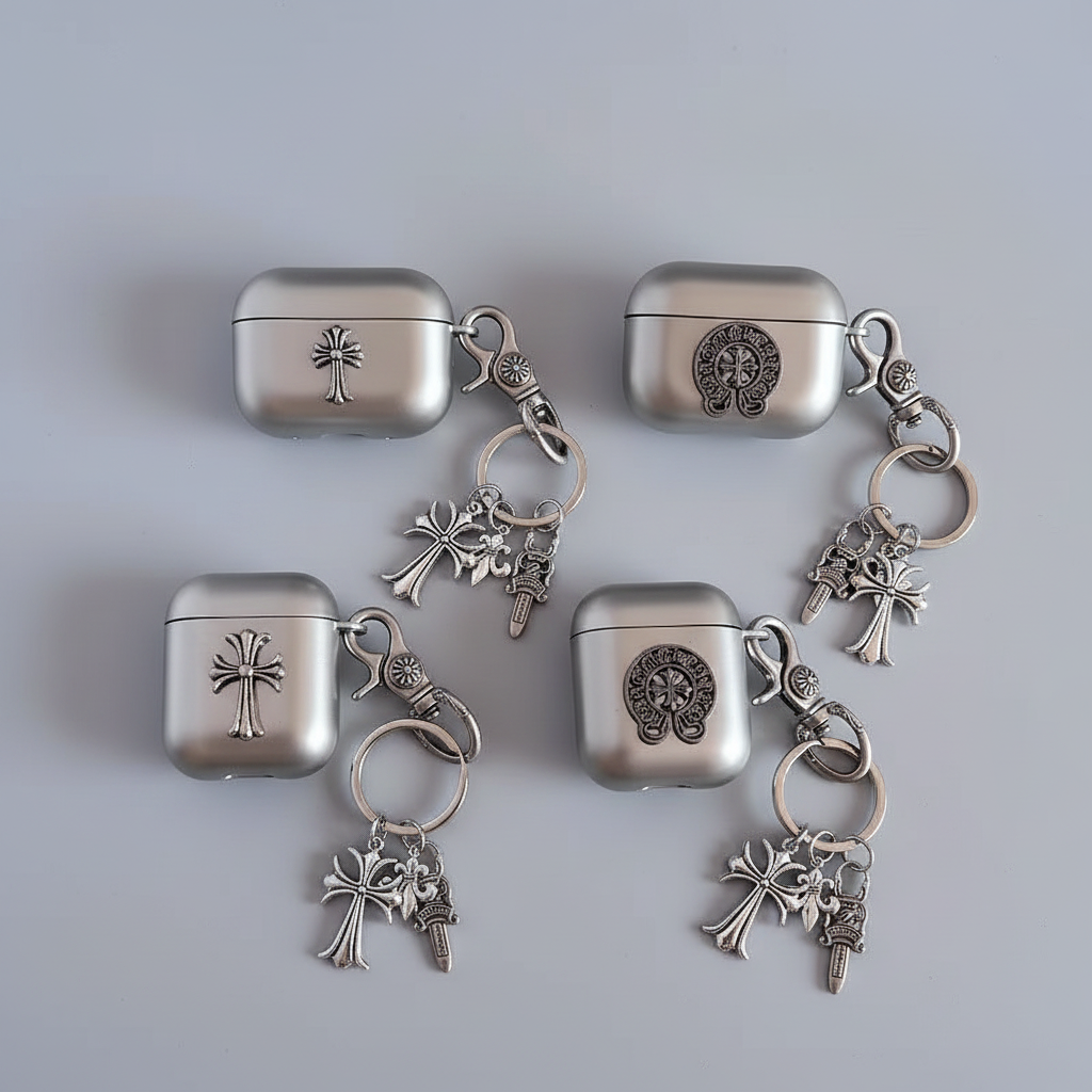 Metallic Chrome Cross Charm AirPod Case