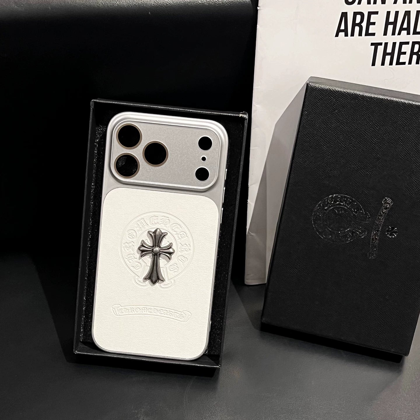 CR Heart Metal Cross Case – iPhone 14–17
